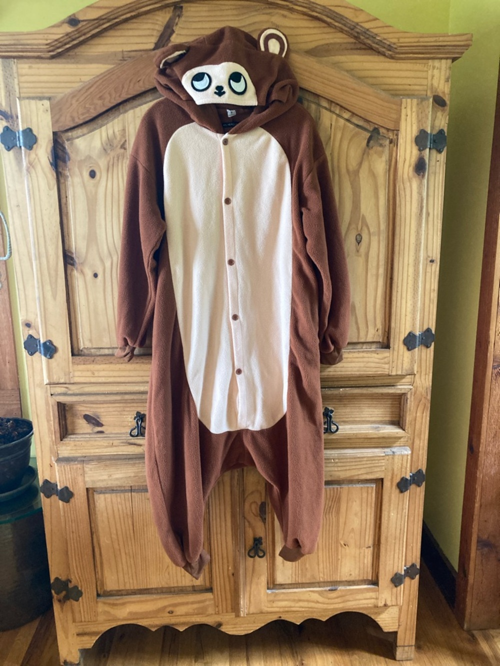 Silver Lilly brown monkey hooded one piece costume size S